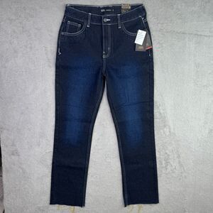 Vans Annabelle Straight Fit Jeans Womens 26 Blue Dark Wash Denim Cotton Raw Hem